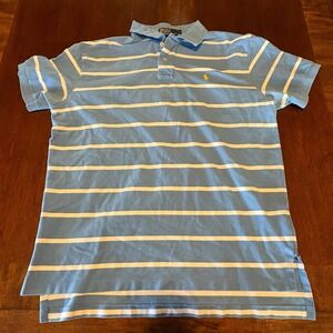 Polo Ralph Lauren Striped Polo Shirt Large Blue White Classic Preppy